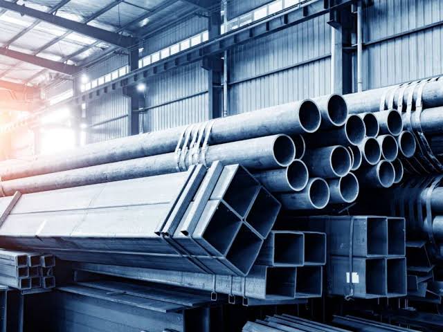 Steel products and profiles in a warehouse